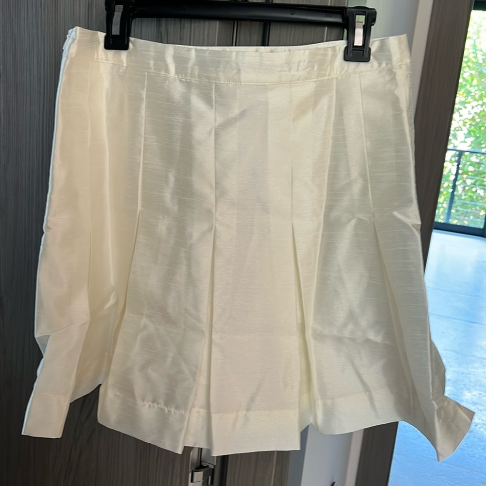 $128 ANTHROPOLOGIE Maeve taffeta mini skirt ivory 4 - Picture 5 of 11